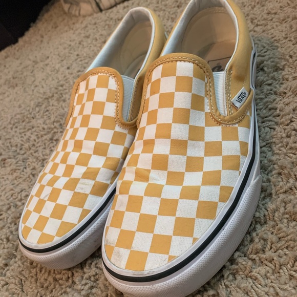louis vuitton yellow checkered vans